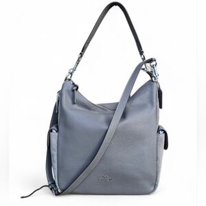 Coach Pebbled Leather Hobo Bag in Slate Gray